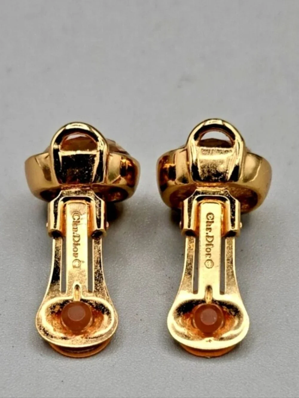 Christian Dior Vtg Gold Tone Crystal Clip On Earrings/ Gorgeous